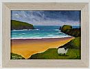 SHEEP AT SILVER BEACH by Sean Loughrey at Ross's Online Art Auctions