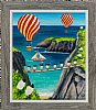 ANDY PATS WANDERING SHEEP ENJOYING A DAY AT THE CARRICK A REDE ROPE BRIDGE by Andy Pat at Ross's Online Art Auctions