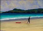 BODY BOARDER AT MARBLE HILL , DONEGAL by Sean Loughrey at Ross's Online Art Auctions