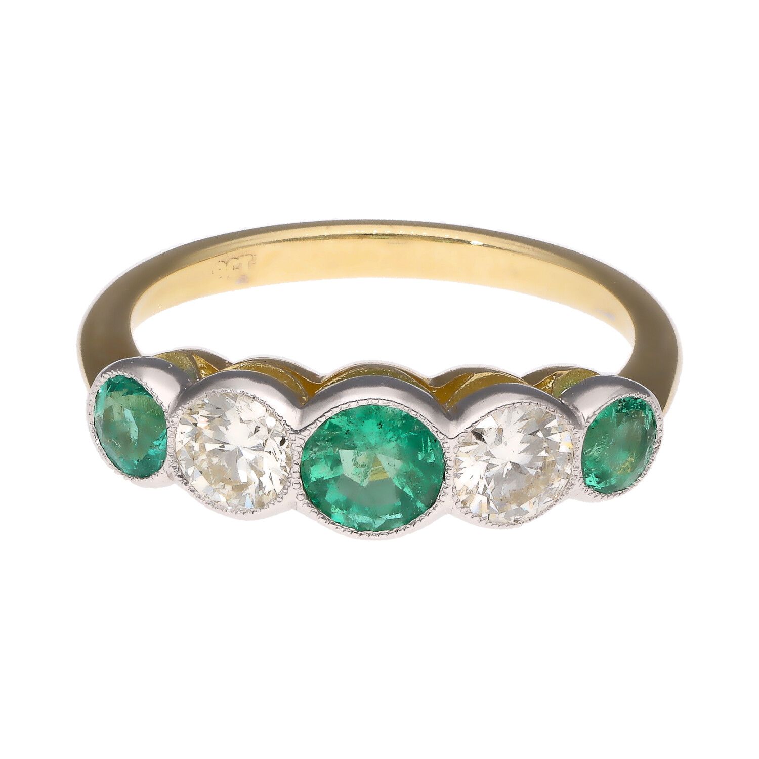 18CT GOLD EMERALD & DIAMOND BAND at Ross's Online Art Auctions