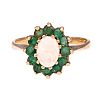 9CT GOLD OPAL & EMERALD RING at Ross's Online Art Auctions