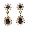 10CT GOLD SAPPHIRE & CRYSTAL EARRINGS at Ross's Online Art Auctions