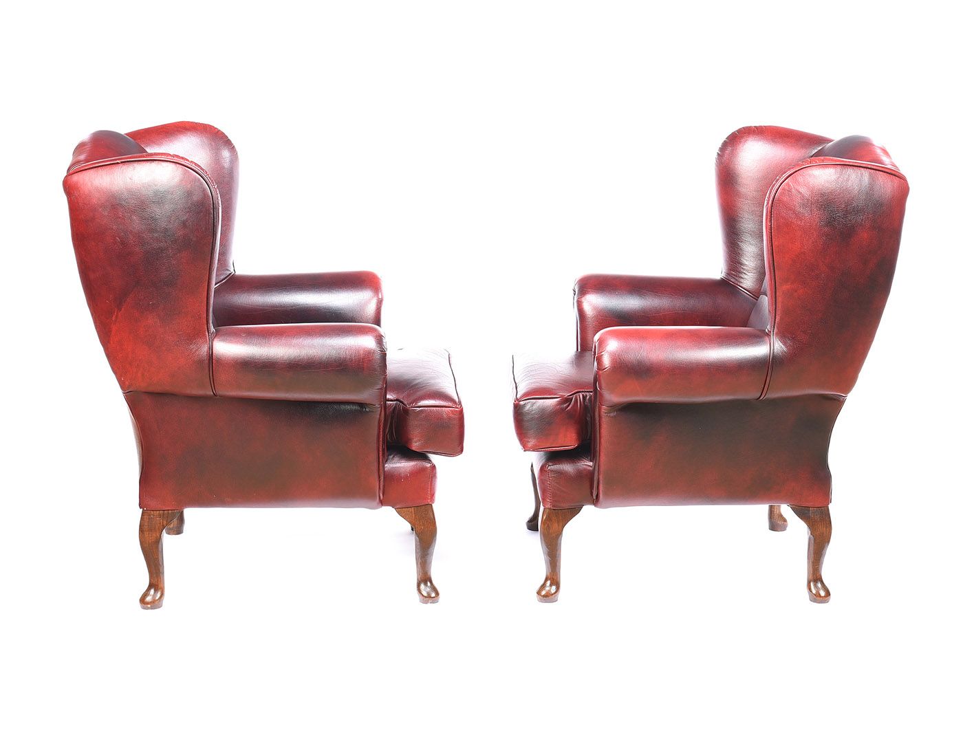 PAIR OF LEATHER WINGBACK ARMCHAIRS at Ross's Online Art Auctions