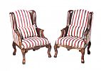 PAIR OF UPHOLSTERED WINGBACK ARMCHAIRS at Ross's Online Art Auctions