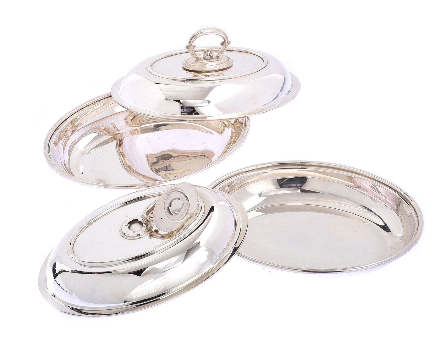PAIR OF SILVER PLATED ENTREE DISHES at Ross's Online Art Auctions