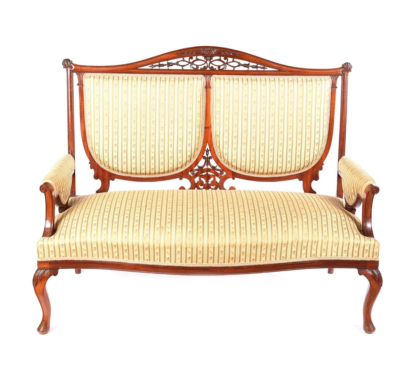FINE EDWARDIAN MAHOGANY SETTEE at Ross's Online Art Auctions
