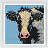 FRIESIAN COW ON BLUE by Ronald Keefer at Ross's Online Art Auctions