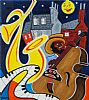 ABSTRACT JAZZ BASS PLAYER by George Smyth at Ross's Online Art Auctions