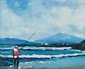 FISHERMAN AT DOWNINGS by Sean Lorinyenko at Ross's Online Art Auctions