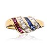 18CT GOLD RUBY, SAPPHIRE & DIAMOND RING at Ross's Online Art Auctions