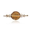 9CT GOLD MOUNTED HALF SOVEREIGN BAR BROOCH at Ross's Online Art Auctions
