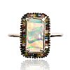 STERLING SILVER OPAL & COLOURED DIAMOND RING at Ross's Online Art Auctions
