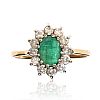 9CT GOLD EMERALD & WHITE SAPPHIRE RING at Ross's Online Art Auctions