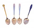 FOUR SILVER & ENAMEL COFFEE SPOONS at Ross's Online Art Auctions