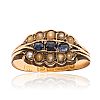 15CT GOLD SAPPHIRE & SEED PEARL RING at Ross's Online Art Auctions