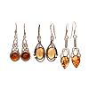 THREE PAIRS OF STERLING SILVER AMBER EARRINGS at Ross's Online Art Auctions
