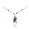 18CT WHITE GOLD EMERALD & DIAMOND NECKLACE at Ross's Online Art Auctions