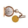 ENGRAVED GOLD FOB WATCH, 1793 SPADE GUINEA & 9CT GOLD GUARD CHAIN at Ross's Online Art Auctions