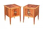 PAIR OF INLAID FEATHERED MAHOGANY BEDSIDE PEDESTALS at Ross's Online Art Auctions