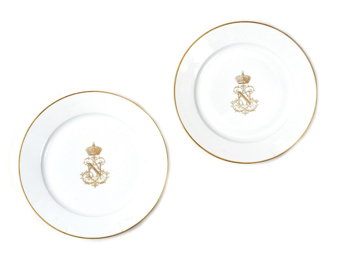 PAIR OF SEVRES NAPOLEON III CRESTED PLATES at Ross's Online Art Auctions