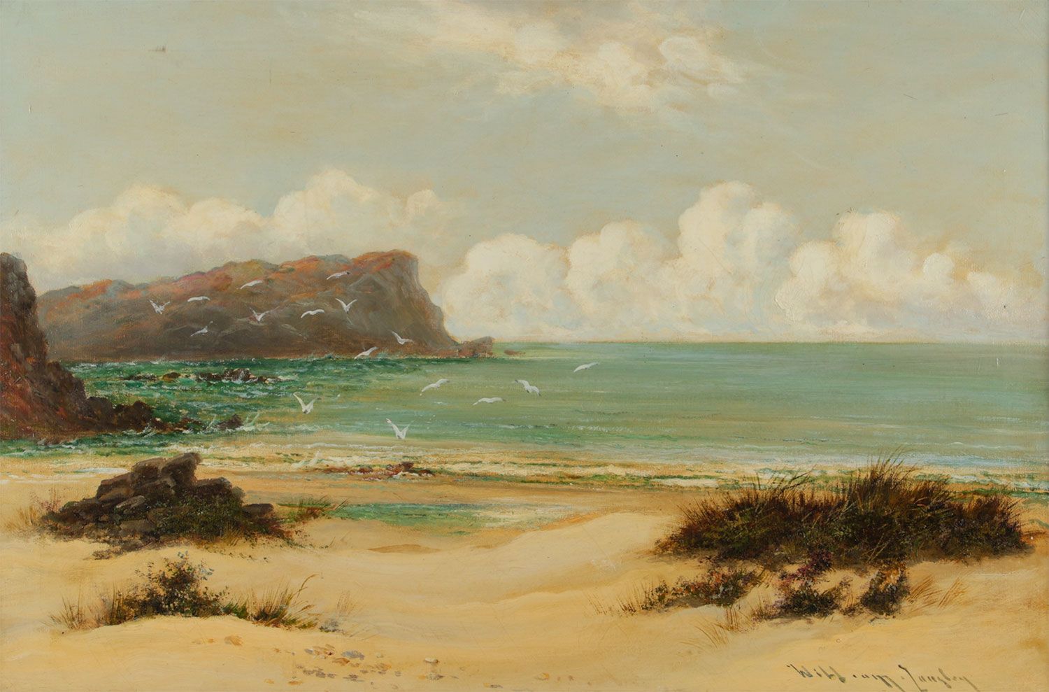 FORESHORE AND SEAGULLS by William B. Langley at Ross's Online Art Auctions