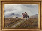 MOSS WORKERS LEAVING FOR HOME NEAR TIEVEBULLIAGH by Charles McAuley at Ross's Online Art Auctions