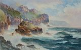 AT THE GURNARDS HEAD , NORTH OF THE LANDS END by J.C. Uren at Ross's Online Art Auctions