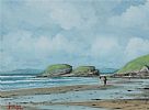 A STROLL ON THE BEACH by Derek Quann at Ross's Online Art Auctions