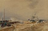BRINGING IN A SCOONER OFF THE GOODWINS, RAMSGATE HARBOUR by Thomas Bush Hardy at Ross's Online Art Auctions