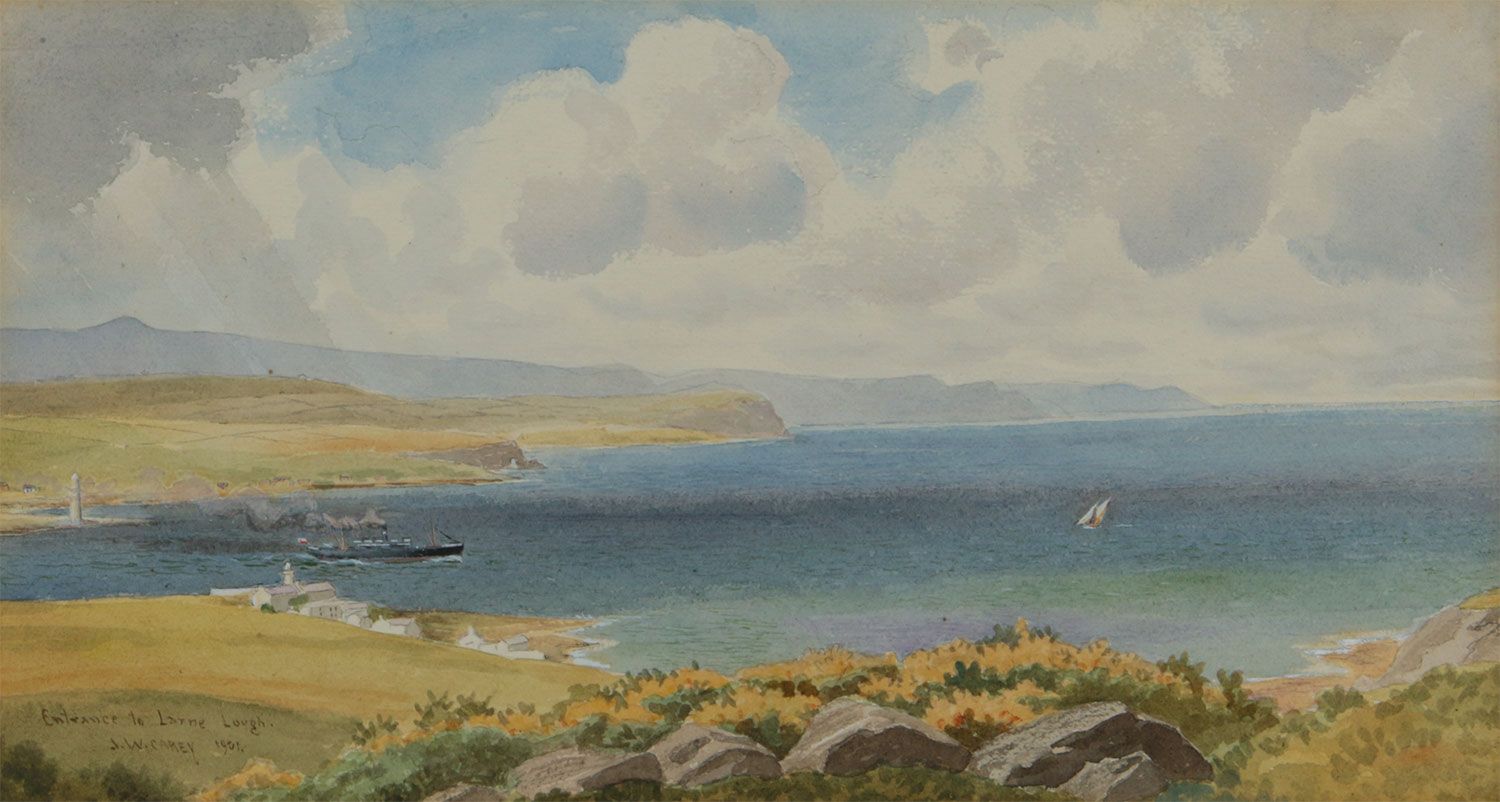 ENTRANCE TO LARNE LOUGH by Joseph William  Carey RUA at Ross's Online Art Auctions