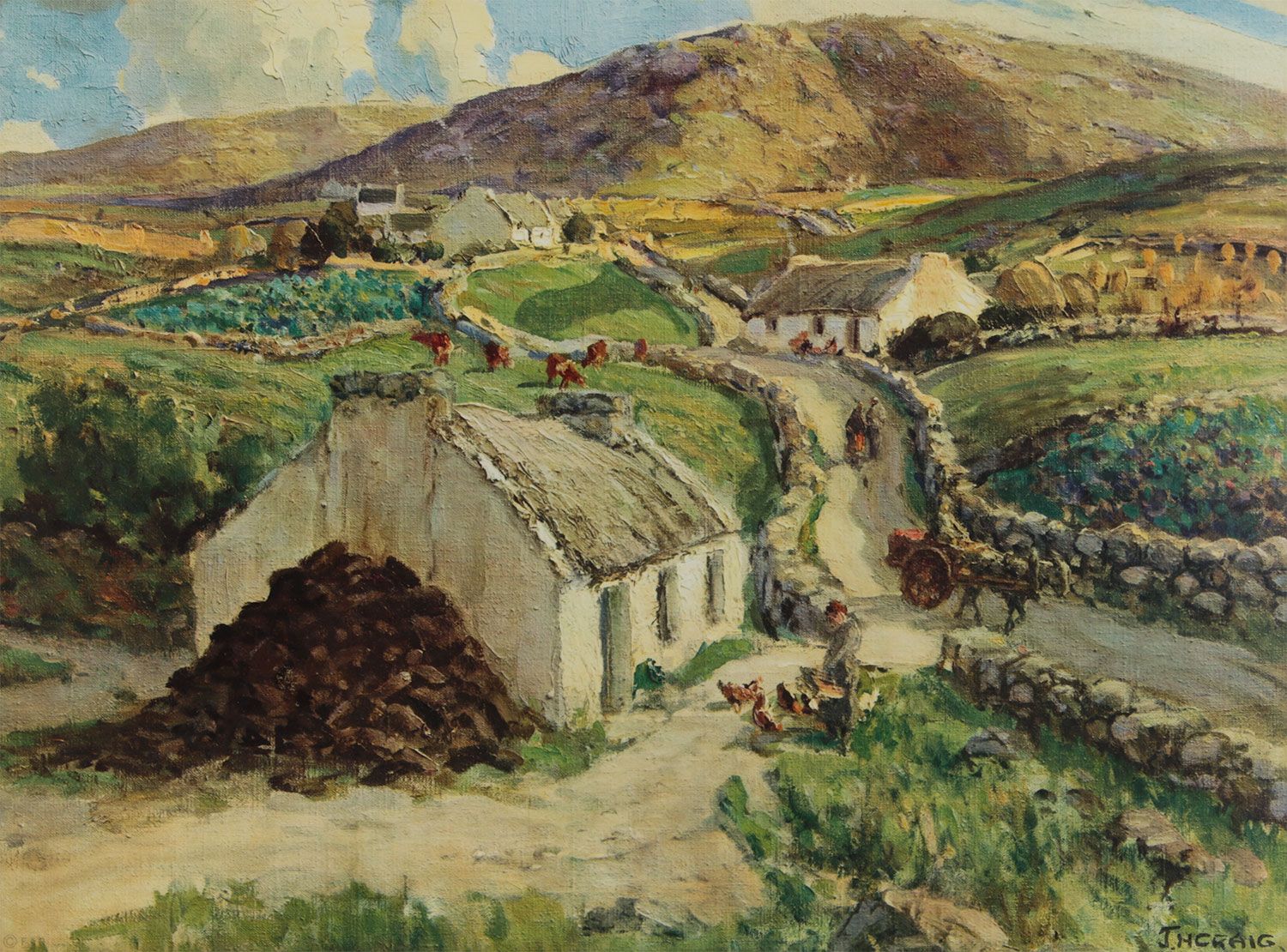 COTTAGES  AT DUNGLOE, COUNTY DONEGAL by James Humbert Craig RHA RUA at Ross's Online Art Auctions