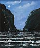 MOONLIGHT ADVENTURE AT THE CARRICK A REDE ROPE BRIDGE by Sean Lorinyenko at Ross's Online Art Auctions