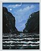 MOONLIGHT ADVENTURE AT THE CARRICK A REDE ROPE BRIDGE by Sean Lorinyenko at Ross's Online Art Auctions