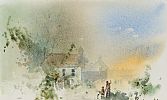 SUMMER HAZE ABOVE THE HOUSES by Tom Kerr at Ross's Online Art Auctions
