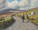 A CHAT ON THE ROAD IN THE GLENS by Charles McAuley at Ross's Online Art Auctions