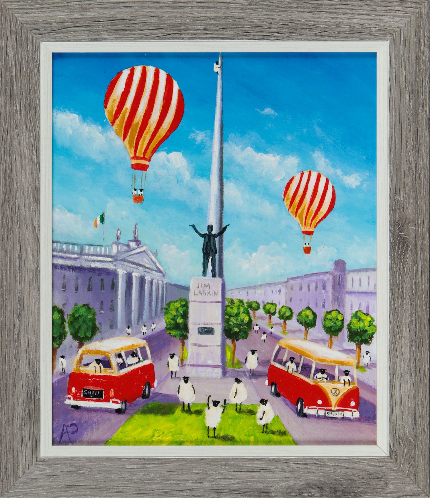 ANDY PATS WANDERING SHEEP TAKE A CRUSE AROUND O'CONNELL STREET, DUBLIN by Andy Pat at Ross's Online Art Auctions