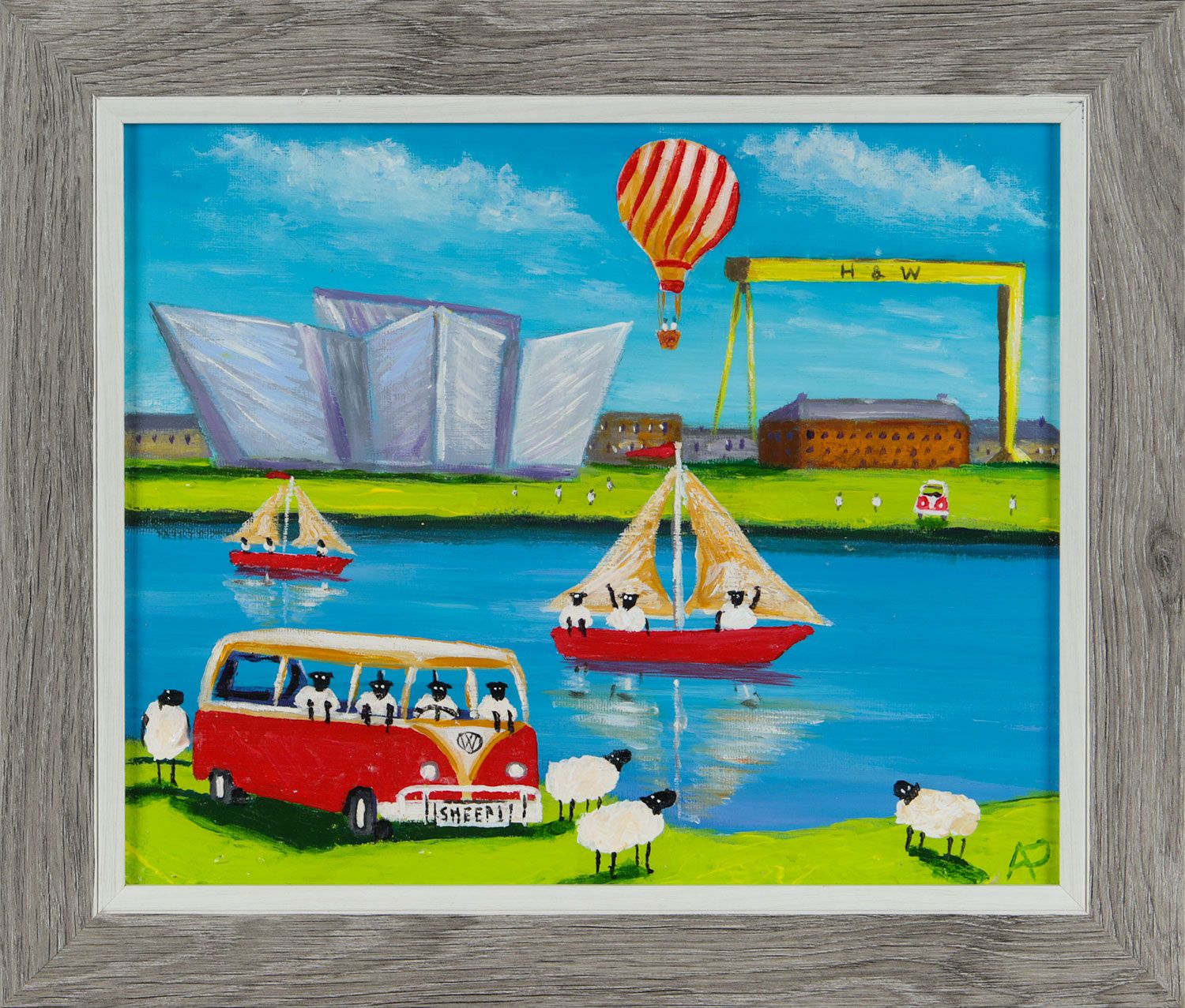 ANDY PATS WANDERING SHEEP ENJOYING A DAY OUT AT TITANIC by Andy Pat at Ross's Online Art Auctions