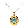 GOLD TURQUOISE & DIAMOND LOCKET ON 9CT GOLD CHAIN at Ross's Online Art Auctions