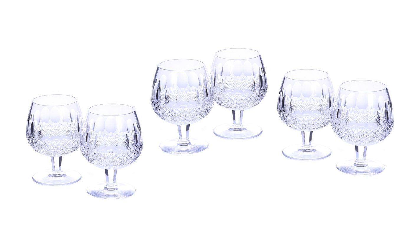 SET OF SIX WATERFORD CRYSTAL BRANDY BALLOONS at Ross's Online Art Auctions
