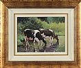 FRIESIAN COWS WATERING by Gregory Moore at Ross's Online Art Auctions