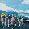 KING OF THE MOUNTAINS GREEN JERSEY AT CROAGH PATRICK , COUNTY MAYO by Sean Lorinyenko at Ross's Online Art Auctions