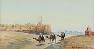 THREE CAMELS IN A LANDSCAPE by Eastern School at Ross's Online Art Auctions
