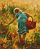 GIRL PICKING WILD FLOWERS by Donal McNaughton at Ross's Online Art Auctions