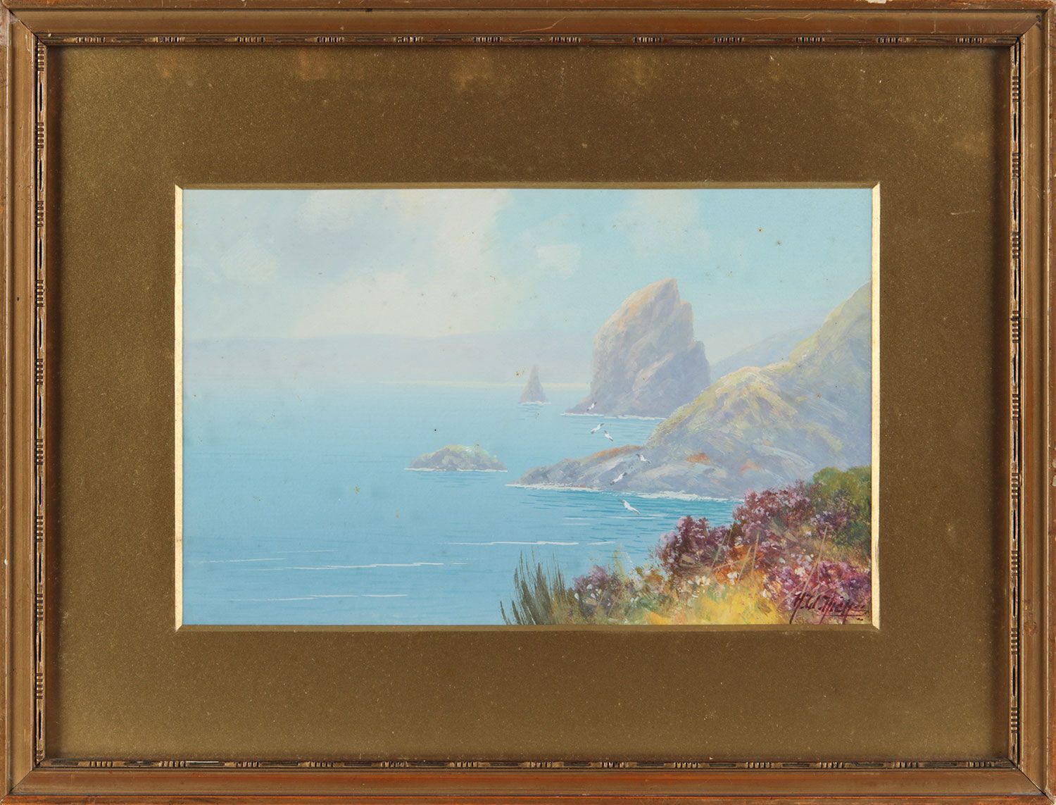 BEDRUTHAN STEPS , CORNWALL by English School at Ross's Online Art Auctions