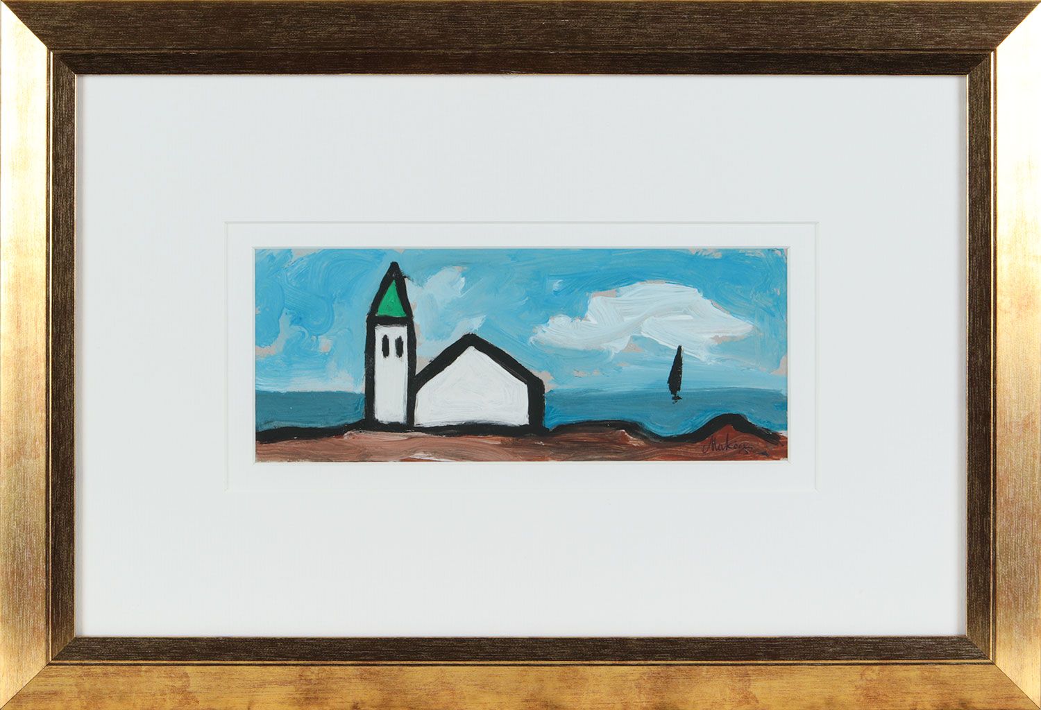 CHURCH BY THE SEA by Markey Robinson at Ross's Online Art Auctions