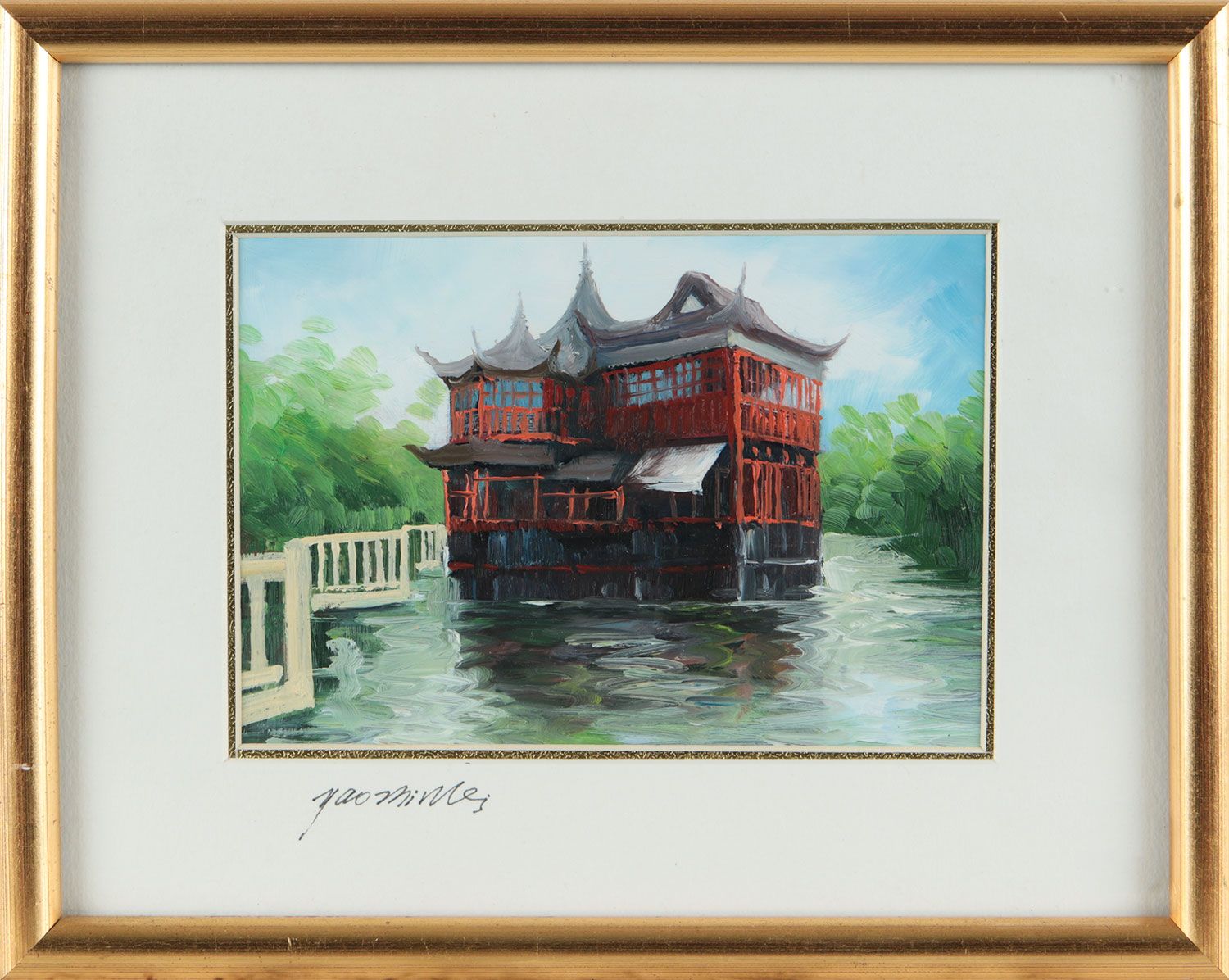 HOUSE ON THE LAKE by Mao Milles at Ross's Online Art Auctions