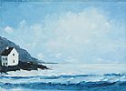 COASTAL TWO STOREY HOUSE ON THE EDGE OF THE ATLANTIC by Sean Lorinyenko at Ross's Online Art Auctions