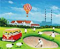 ANDY PATS WANDERING SHEEP ENJOYING A ROUND OF GOLF AT ROYAL DUBLIN GOLF CLUB by Andy Pat at Ross's Online Art Auctions