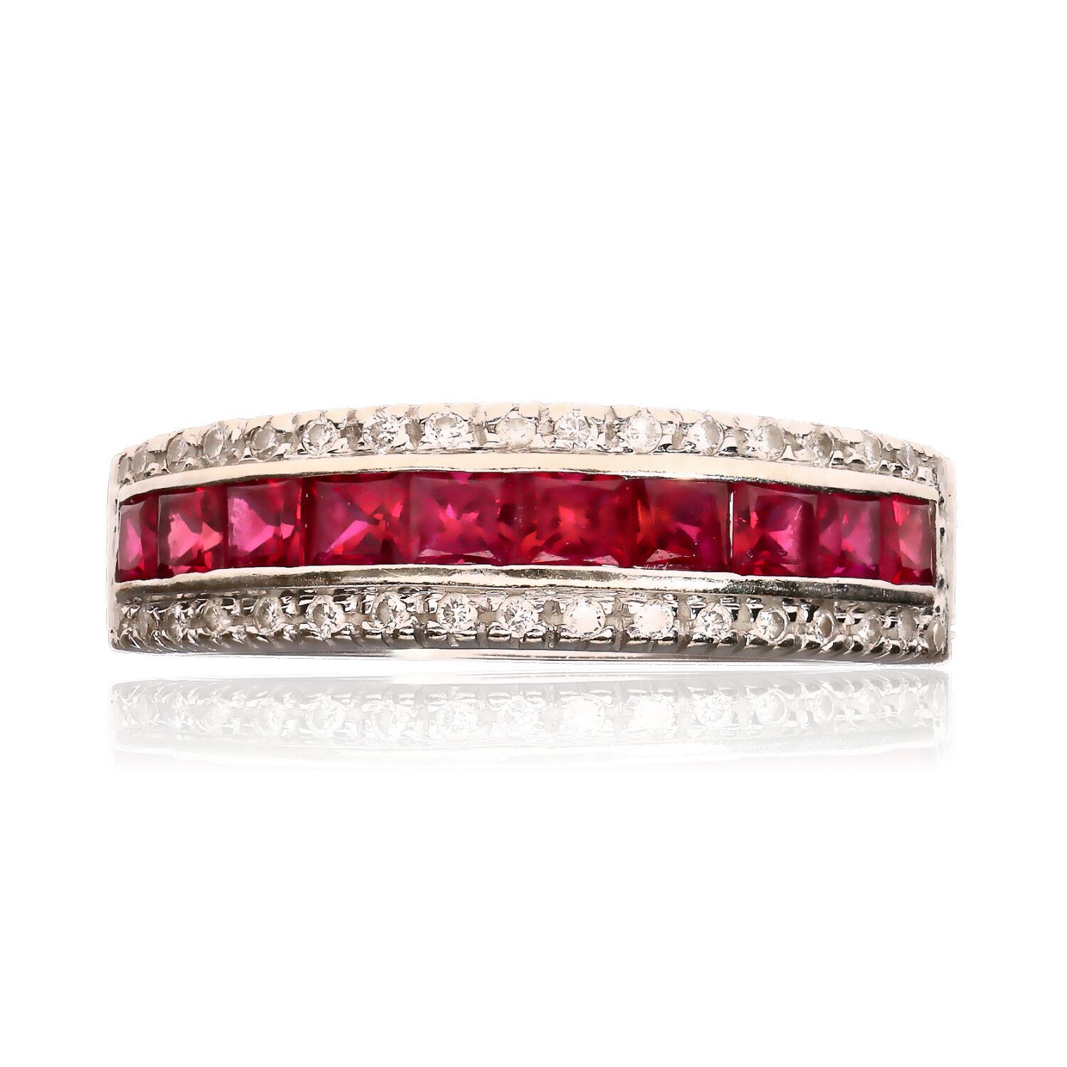 18CT WHITE GOLD RUBY & DIAMOND RING at Ross's Online Art Auctions