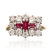 18CT GOLD RUBY & DIAMOND BOAT RING at Ross's Online Art Auctions